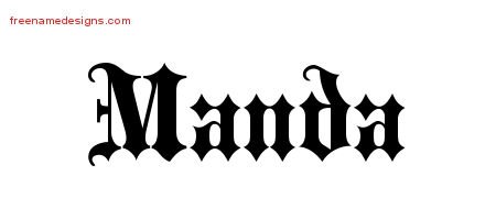 Manda Old English Name Tattoo Designs