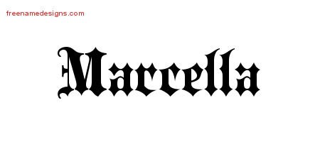 Marcella Old English Name Tattoo Designs