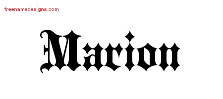 Marion Old English Name Tattoo Designs