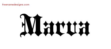 Marva Old English Name Tattoo Designs