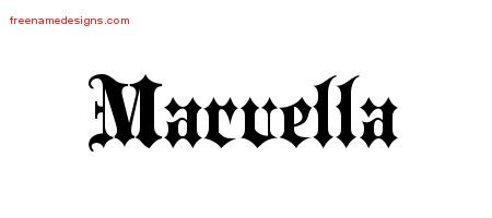 Marvella Old English Name Tattoo Designs