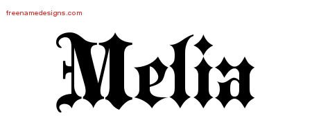 Melia Old English Name Tattoo Designs