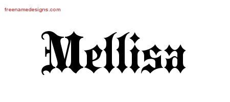 Mellisa Old English Name Tattoo Designs