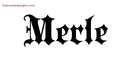 Merle Old English Name Tattoo Designs