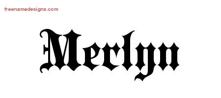 Merlyn Old English Name Tattoo Designs