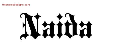Naida Old English Name Tattoo Designs