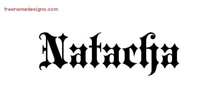 Natacha Old English Name Tattoo Designs