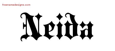 Neida Old English Name Tattoo Designs