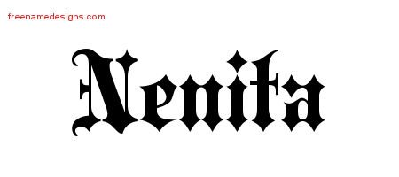 Nenita Old English Name Tattoo Designs