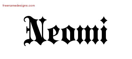 Neomi Old English Name Tattoo Designs