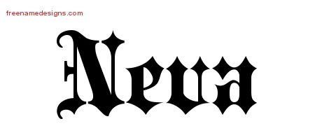 Neva Old English Name Tattoo Designs