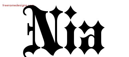 Nia Old English Name Tattoo Designs