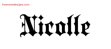 Nicolle Old English Name Tattoo Designs