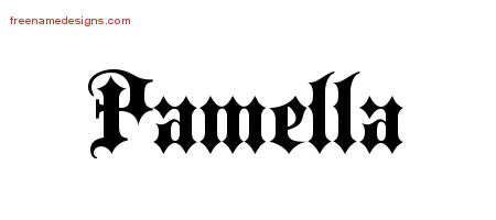 Pamella Old English Name Tattoo Designs