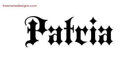 Patria Old English Name Tattoo Designs