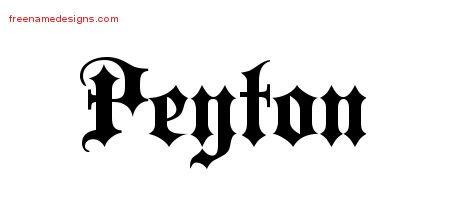 Peyton Old English Name Tattoo Designs