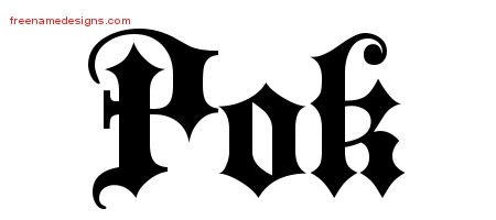 Pok Old English Name Tattoo Designs