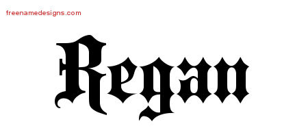Regan Old English Name Tattoo Designs