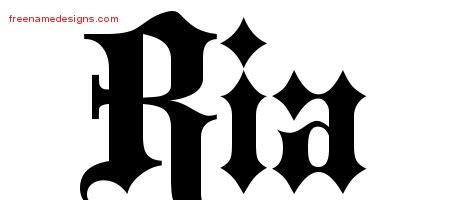 Ria Old English Name Tattoo Designs