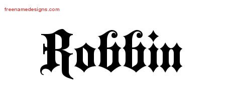 Robbin Old English Name Tattoo Designs
