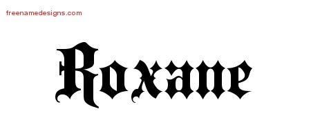 Roxane Old English Name Tattoo Designs