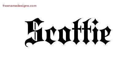 Scottie Old English Name Tattoo Designs