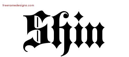 Shin Old English Name Tattoo Designs