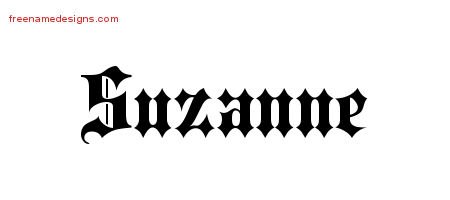 Suzanne Old English Name Tattoo Designs