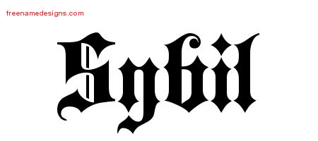 Sybil Old English Name Tattoo Designs
