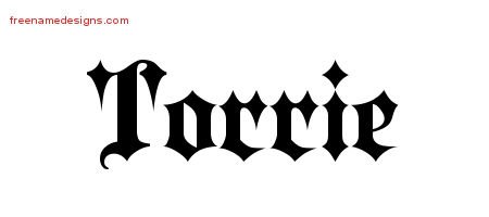 Torrie Old English Name Tattoo Designs