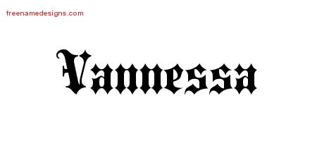 Vannessa Old English Name Tattoo Designs