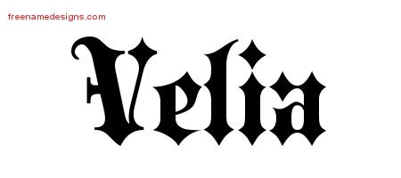 Velia Old English Name Tattoo Designs