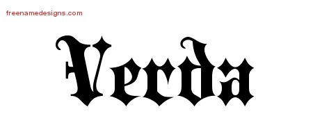 Verda Old English Name Tattoo Designs