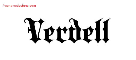 Verdell Old English Name Tattoo Designs