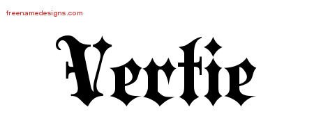 Vertie Old English Name Tattoo Designs