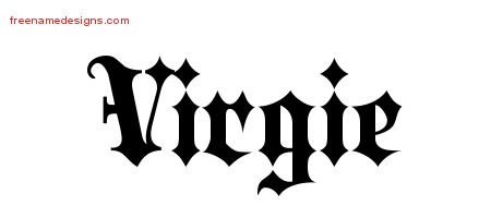 Virgie Old English Name Tattoo Designs
