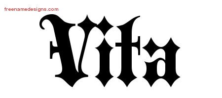 Vita Old English Name Tattoo Designs