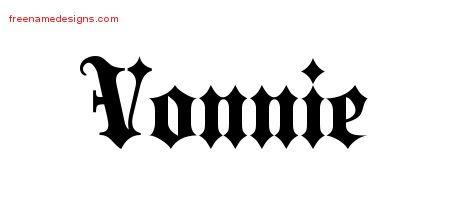 Vonnie Old English Name Tattoo Designs