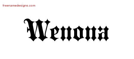 Wenona Old English Name Tattoo Designs