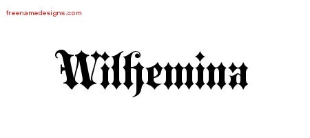 Wilhemina Old English Name Tattoo Designs