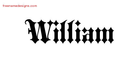 William Old English Name Tattoo Designs