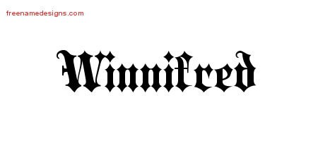 Winnifred Old English Name Tattoo Designs