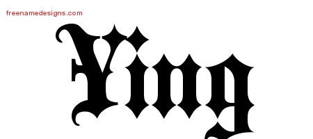 Ying Old English Name Tattoo Designs