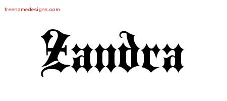Zandra Old English Name Tattoo Designs