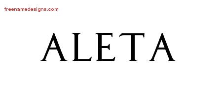 Aleta Regal Victorian Name Tattoo Designs