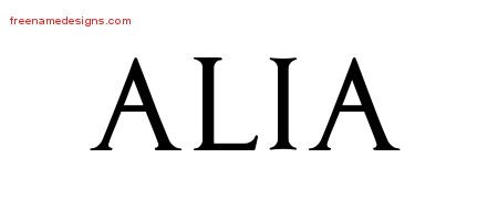 Alia Regal Victorian Name Tattoo Designs