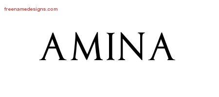 Amina Regal Victorian Name Tattoo Designs