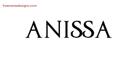 Anissa Regal Victorian Name Tattoo Designs