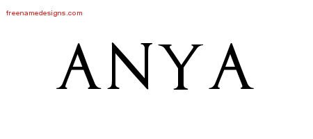 Anya Regal Victorian Name Tattoo Designs
