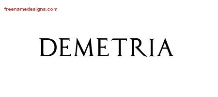 Demetria Regal Victorian Name Tattoo Designs
